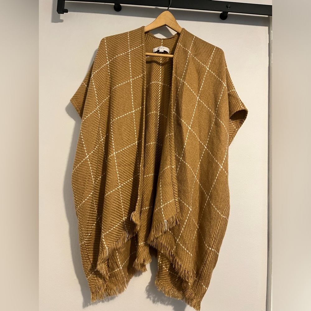 LOFT Women's Tan Plaid Wrap Sweater. So cozy! Size XS